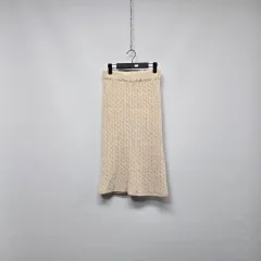 アイボリー ケーブル ニット ロング スカート