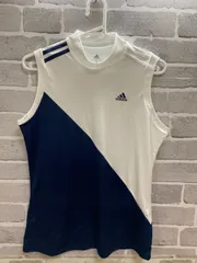 【B2-84】◇adidas    サイズOT    タンクトップ　白×ネイビー