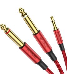 3M MOSWAG 3.5 mm 1/8"TRS에서 2 X 6.35 mm 1/4"TS 모노럴 스테레오 Y형 케이블 분기기 호환 가정용 스테레오 시스템, 노트북, 앰프, 믹스 레코더, MP3 등
