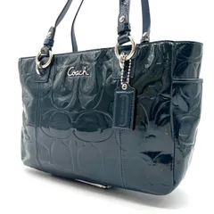 【良品】 COACH Y2K  signature emboss green enamel gold parts tote bag unisex コーチ トートバッグ