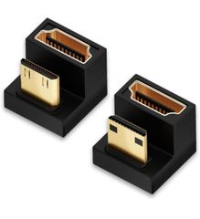 YFFSFDC 180度角度付きMini HDMIオス-HDMIメスアダプター 【2個セット】 U字 U型 ミニ HDMI オス - HDMI メスアダプタ 上向き/下向き Mini HDMI 延長アダプタ 8K@60Hz 4K@120Hz テレビ HDR