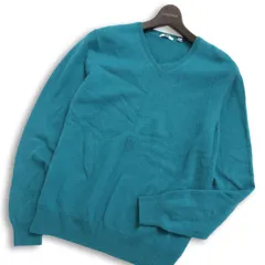 UNIQLO ユニクロ 秋冬 高級 カシミヤ100%★ Vネック ニット セーター Sz.L メンズ ターコイズブルー