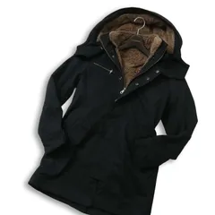 MK HOMME ミッシェルクラン オム 秋冬 フード＆ボア ライナー着脱可★ モッズ コート Sz.46 メンズ 黒