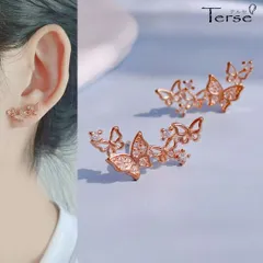 Terse ひらひらと舞う蝶たち☆ジルコニアが輝くバタフライ ピアス レディース 上品 エレガント おしゃれ　人気 普段使い お出かけ 二次会 食事会 女子会 お呼ばれ プレゼント  春 年末コーデ  冬コーデ  大人コーデ sa0165apg