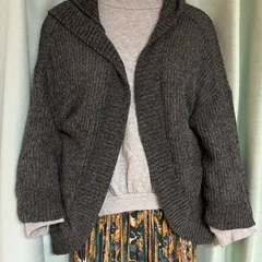 1589.a.v.v standardフード付きカーディガン Mダークグレー☆