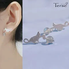 猫 ピアス ムーンストーン 月長石 ボール シルバー925 レディース アクセサリー お出かけ デート パーティー 二次会 女子会 カフェ 旅行 誕生日 母の日 バレンタイン プレゼント ギフト 普段使い 通勤 送料無料 即購入OK 最短当日〜翌日発送