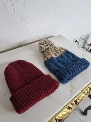 (新品 2個22000)ニット帽 ファー帽子 ハンドメイド ビーニー