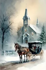 【売りつくしセール中】ダイヤモンド アートキット 【冬の日の馬車】 ラウンドビーズ　63-1