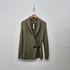 ポロラルフローレン グリーン ケーブル バックル アクセント ニット カーディガン レディース XS