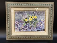 渡辺政雄 川辺の花 油彩画 SM号 額装 渡辺政雄 川辺の花 油彩画 SM号 額装 - メルカリ