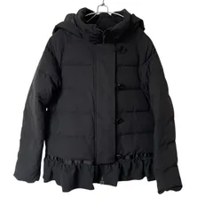 ZK15【美品】QUEENS COURT クイーンズコート 2WAYショートダウンジャケット フリル ブラック サイズ1 未使用タグ付