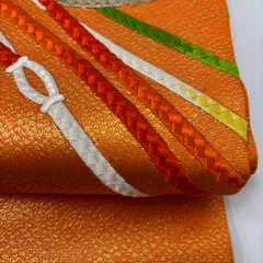 名古屋帯 正絹 金彩 刺繍の組紐 九寸 着物 MA-2828