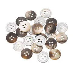 uxcell 天然シェルボタン 25個 4穴 11.5mm マザーオブパールボタン シャツ 洋服 コート スーツ ジャケット ジーンズ スカート 裁縫 クラフト DIY 装飾用 ホワイト/茶色