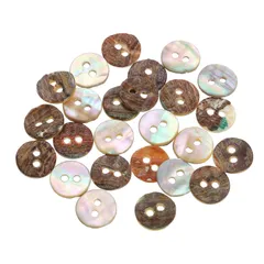 uxcell 天然シェルボタン 25個 2穴 11.5mm マザーオブパールボタン シャツ 洋服 コート スーツ ジャケット ジーンズ スカート 裁縫 クラフト DIY 装飾用 ベージュ/茶色
