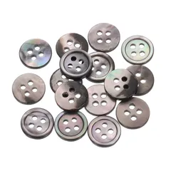 uxcell 天然シェルボタン 25個 4穴 10mm マザーオブパールボタン シャツ 洋服 コート スーツ ジャケット ジーンズ スカート 裁縫 クラフト DIY 装飾用 黒/シルバー