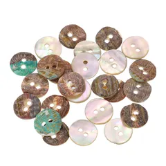 uxcell 天然シェルボタン 25個 2穴 12.5mm マザーオブパールボタン シャツ 洋服 コート スーツ ジャケット ジーンズ スカート 裁縫 クラフト DIY 装飾用 ベージュ/茶色