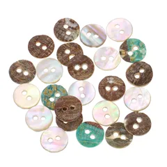 uxcell 天然シェルボタン 25個 2穴 10mm マザーオブパールボタン シャツ 洋服 コート スーツ ジャケット ジーンズ スカート 裁縫 クラフト DIY 装飾用 ベージュ/茶色