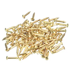 uxcell 木ネジ M1.2 x 8 mm 丸頭ネジ 420個 真鍮製釘 詰め合わせキットDIY固定アクセサリー 木工家具用 真鍮色