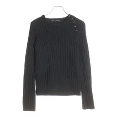 theory (セオリー) ショルダーボタンフライ クルーネック ハイゲージ ウール ニットセーター レディース ブラック 333764