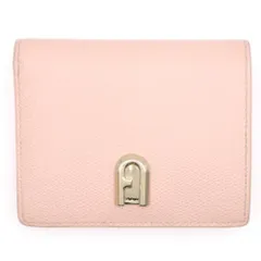 FURLA (フルラ) アーチロゴ レザーコンパクトウォレット 二つ折り財布 ピンク