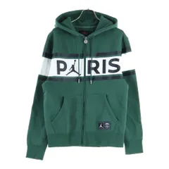 NIKE (ナイキ) ×パリサンジェルマン ジョーダンブランド フロントロゴデザイン フルジップ フーデッド スウェット パーカー グリーン DB6481-333