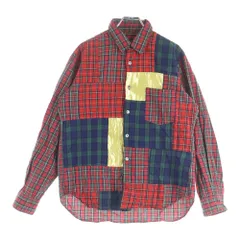 COMME des GARCONS HOMME PLUS (コムデギャルソンオムプリュス) 11AW パッチワーク切替 長袖チェックボタンシャツ レッド/グリーン PH-B043
