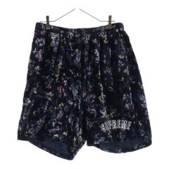 シュプリーム サイズ:L  18SS  Velour Warm Up Short ベロアワームアップハーフパンツ 中古 BS99 SUPREME (シュプリーム) 19AW Floral Velour Short フローラル ベロア