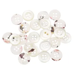 uxcell 天然シェルボタン 25個 4穴 12.5mm マザーオブパールボタン シャツ 洋服 コート スーツ ジャケット ジーンズ スカート 裁縫 クラフト DIY 装飾用 ホワイト (幅広エッジ)