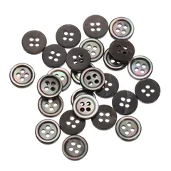 uxcell 天然シェルボタン 25個 4穴 9mm マザーオブパールボタン シャツ 洋服 コート スーツ ジャケット ジーンズ スカート 裁縫 クラフト DIY 装飾用 黒