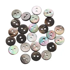 uxcell 天然シェルボタン 25個 2穴 9mm マザーオブパールボタン シャツ 洋服 コート スーツ ジャケット ジーンズ スカート 裁縫 クラフト DIY 装飾用 黒