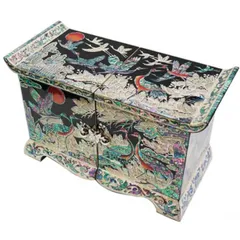 螺鈿の高級ジュエリーボックス観音開き 引き出し チェスト韓国高級螺鈿宝石箱 山河と鶴黒■jewelrybox-66-s【宝石箱】【ジュエリーボックス】【高級】【アクセサリーボックス】【かわいい】【小さめ】【韓国】【螺鈿】【プレゼント】