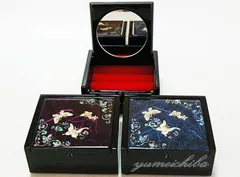 韓国 韓国螺鈿 螺鈿漆器 螺鈿 高級 螺鈿 細工 宝石箱 花 蝶 ジュエリーボックス 韓国伝統 鏡付 ジュエリーケース ほうせき箱 鈿宝石小物入れ（レッド）■komonoire-14-s【ギフト】【お土産】【長寿祝】