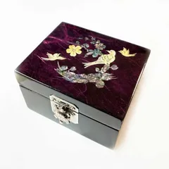 螺鈿細工 宝石箱 小物入れ 紫色に螺鈿の上品な輝き 梅と鳥の 韓国伝統工芸 高級インテリア ギフト・贈り物にも最適■komonoire-44-s【宝石箱】【ジュエリーボックス】【高級】【アクセサリーボックス】【かわいい】【小さめ】【韓国】【螺鈿】【プレゼント】