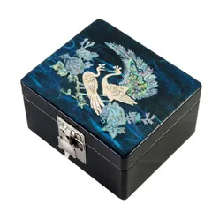 螺鈿細工 宝石箱 小物入れ 青に螺鈿の上品な輝き 孔雀の 韓国伝統工芸 高級インテリア ギフト・贈り物にも最適■komonoire-54-s【宝石箱】【ジュエリーボックス】【高級】【アクセサリーボックス】【かわいい】【小さめ】【韓国】【螺鈿】【プレゼント】