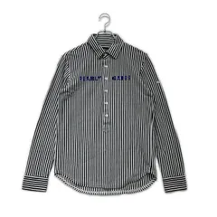 中古 メンズ パーリーゲイツ PEARLY GATES 長袖ポロシャツ 4(M) 濃紺×白 ネイビー×ホワイト ストライプ
