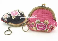 韓国ポーチ　手刺繍の小物入れ兼小銭入れ■saifu-1-s【ギフト】【お土産】【引き出物】