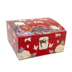 韓国螺鈿宝石箱牡丹蝶赤■komonoire-36-s【宝石箱】【ジュエリーボックス】【高級】【アクセサリーボックス】【かわいい】【大きめ】【韓国】【螺鈿】【プレゼント】