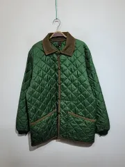 (XL) ラベンハム キルティングジャケット 緑 コーデュロイ カラーネック