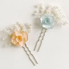 韓国コチNo146　かんざしコチ・花ビーズ■cochi-146-s【花】【かんざし】【簪】【ヘア飾り】【ビーズ】【ピンク】【ブルー】