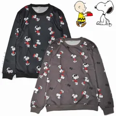 [ピーナッツ] スヌーピー トレーナー 総柄 長袖 クルー裏起毛スエットシャツ ユニセックス