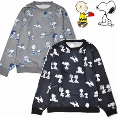 [ピーナッツ] スヌーピー トレーナー 総柄 長袖 クルー裏起毛スエットシャツ ユニセックス