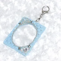 トレカキーホルダーデコ トレカキーホルダー 水色 ラメ キルティング 594