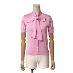 DOLCE&GABBANA ドルチェアンドガッバーナ カーディガン サイズ36 ボウタイ リボン 総シルク ニット 半袖 ブランド古着【中古】20250924/RA6126