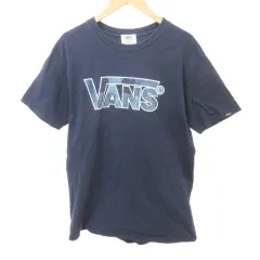 バンズ VANS Tシャツ 半袖 ロゴ プリント クルーネック 薄手 Mサイズ 紺 ネイビー ■GY61