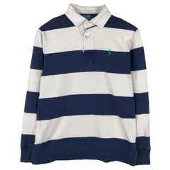古着 ラルフローレン Ralph Lauren POLO by Ralph Lauren CUSTOM FIT ボーダー柄 長袖 ラガーシャツ メンズS相当/eaa604052