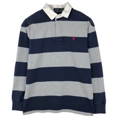 古着 ラルフローレン Ralph Lauren POLO RALPH LAUREN CUSTOM FIT ボーダー柄 長袖 ラガーシャツ メンズM相当/eaa604048