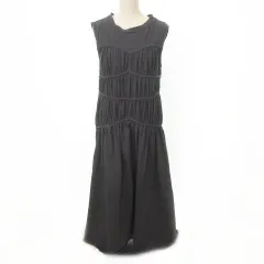 ジルスチュアート JILL STUART ワンピース ロング ノースリーブ 無地 クルーネック 薄手 フリーサイズ 紺 ネイビー ■GY61