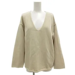 インディヴィ INDIVI ニット セーター 長袖 Vネック コットン 38 ベージュ /GV ■YHS14