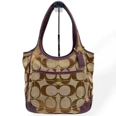 美品　COACH　コーチ　トートバッグ　肩掛け　シグネチャー　パープル