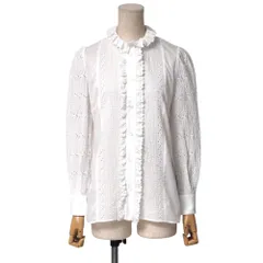 ■美品■DOLCE&GABBANA ドルチェアンドガッバーナ ブラウス サイズ36 フリル 長袖 レース シャツ 植物柄 ブランド古着【中古】20250620/RA4871 □美品□DOLCE&GABBANA ドルチェアンドガッバーナ ブラウス サイズ36